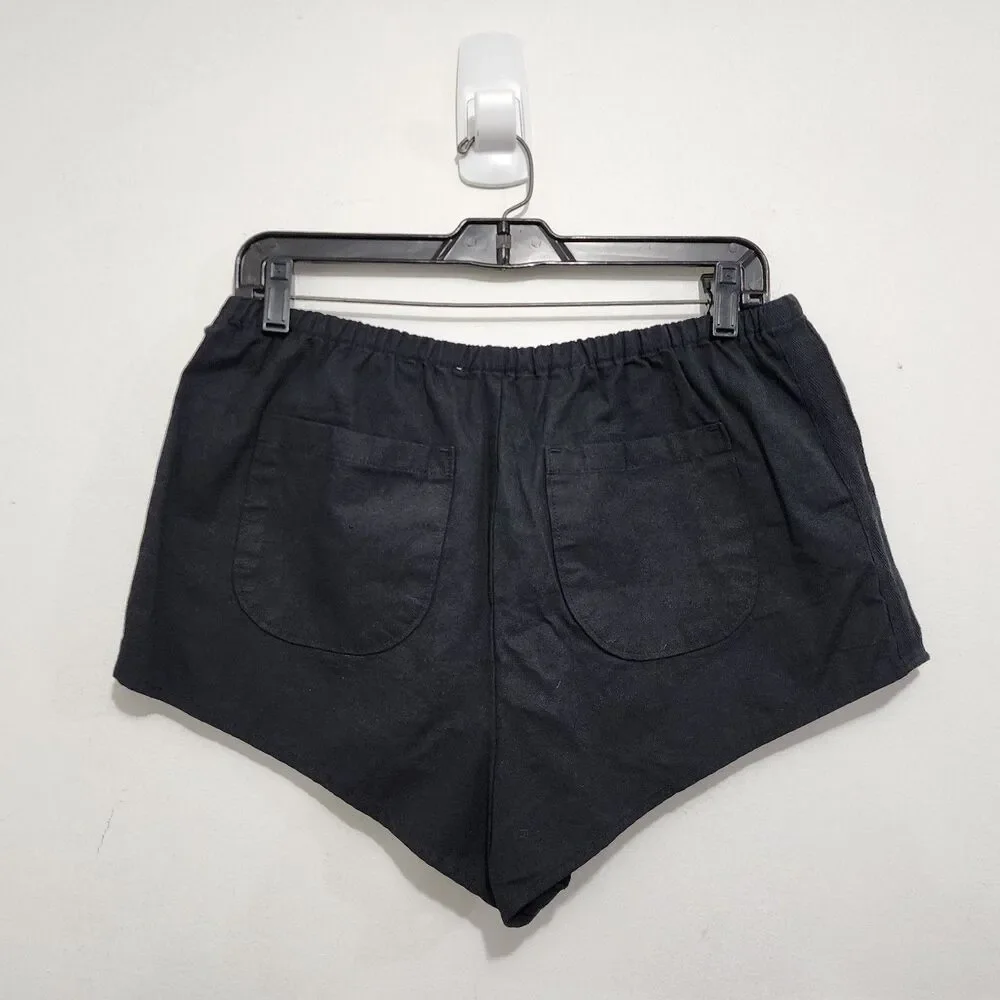 NEW By Anthropologie Women's Black Linen Tap Shorts Pull-on Resort Travel Size M - Picture 2 of 16